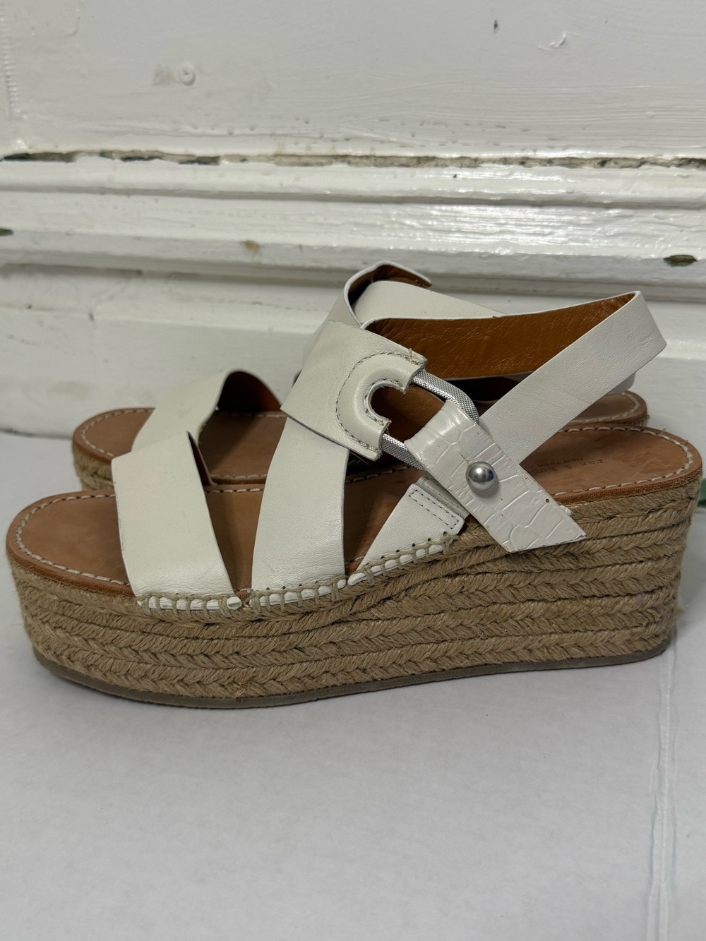 Rag & Bone August Espadrille Sandal Platform White Leather 39.5 US 9.5 NEW - Picture 10 of 10